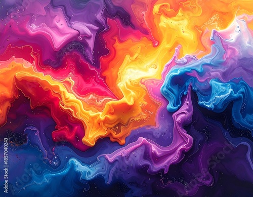 Swirling, vibrant abstract composition of flowing, dynamic colors (1)