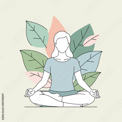 Woman Meditating in Lotus Position.