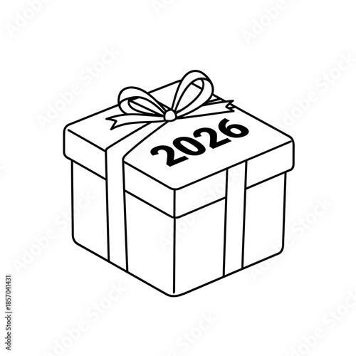 black and white gift box with 2026 clip art preview