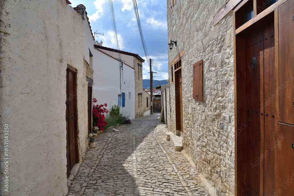 Fototapeta premium A street in the traditional village of Lania in Cyprus