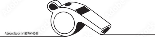 Continuous one line drawing of sport whistle icon in silhouette on a white background. Linear stylized, Sports whistle one line art. one line Art icon drawing