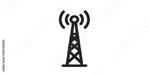 Television antenna solid icon, osint analytics concept. Vector graphics. Radio transmission tower, technology sign on white background, style icon mobile or web design