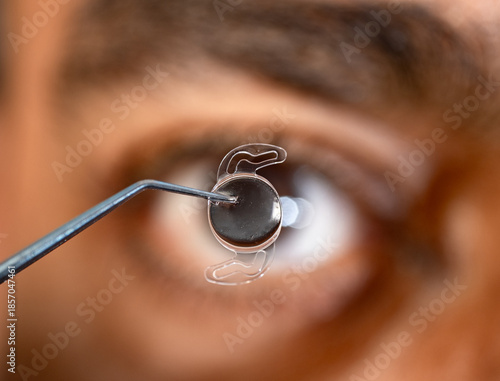 Foldable intraocular lens for cataract surgery held in eye