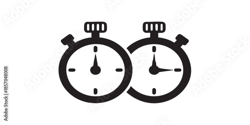 Double stopwatch solid icon, chess game concept. Vector graphics. Clock with buttons for completing move sign on white background, style icon mobile or web design