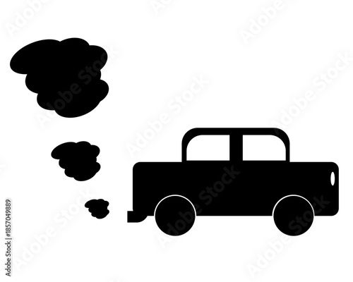 Silueta de el auto y la contaminación. Vector con estilo minimalista. 