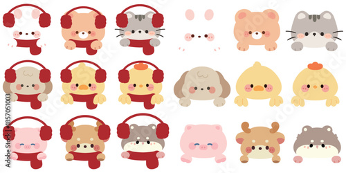 Cute vector New Year animals, a universal design suitable for any scene