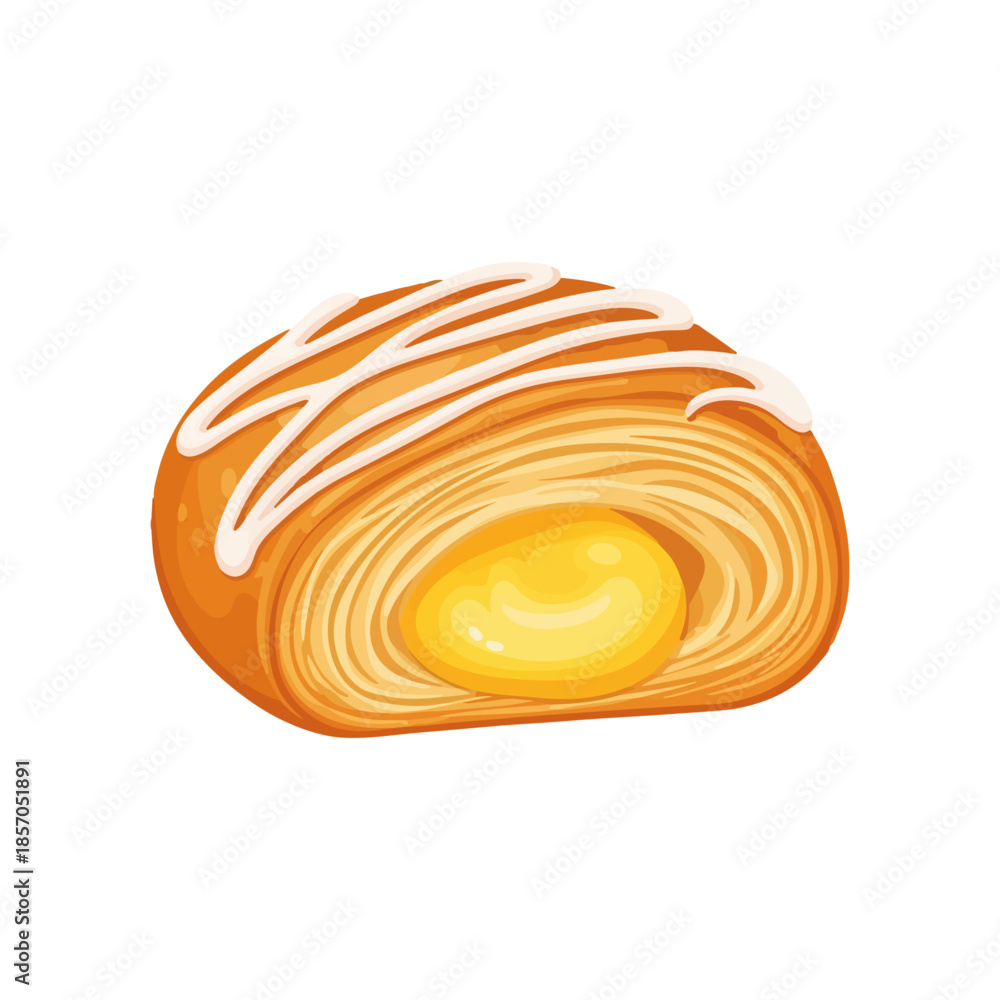 Fototapeta premium Flat Vector Illustration of Danish Pastry – Traditional Sweet from Denmark