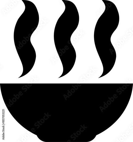 Ilustración de silueta de bol con comida caliente. Vector con estilo minimalista.