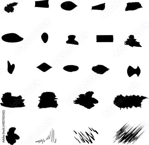 Conjunto de formas abstractas. Silueta negra para diseño grafico