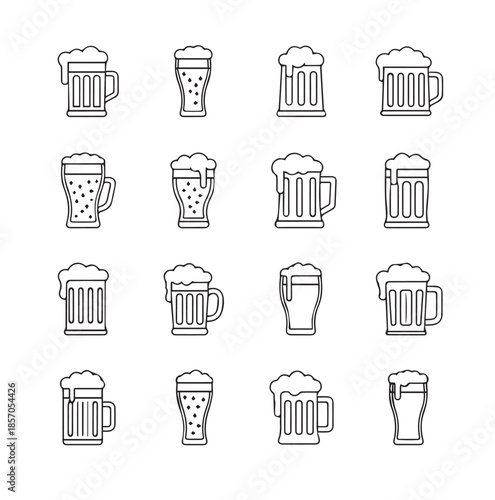 Beer mug black line art