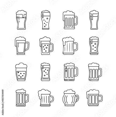 Beer mug black line art
