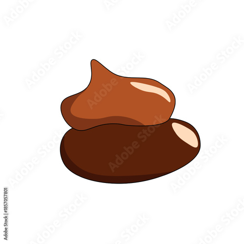 Cartoon poo, template icon. Kawaii poop isolated on white background. Shit pattern, evil turd. Vector illustration for invitation, poster, card, fabric, textile. Doodle style.