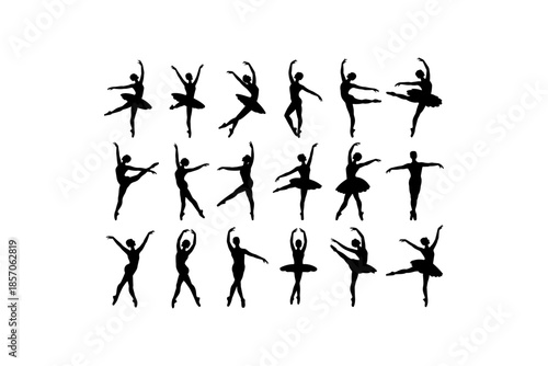 Set of silhouettes of woman and man doing yoga exercises big collection of yoga and meditation vector icon, boy and girl stretching and relaxing her body in many different isolated yoga poses