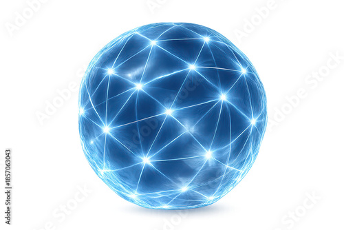 Glowing Network Sphere on transparent background: Digital Connection