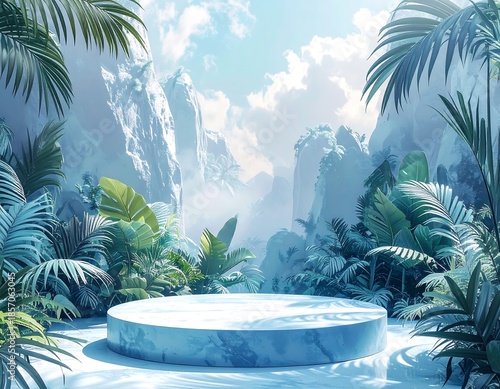 Tropical paradise background with stage for product display