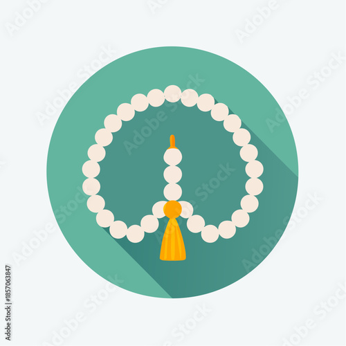 White Prayer Beads with Yellow Tassel.