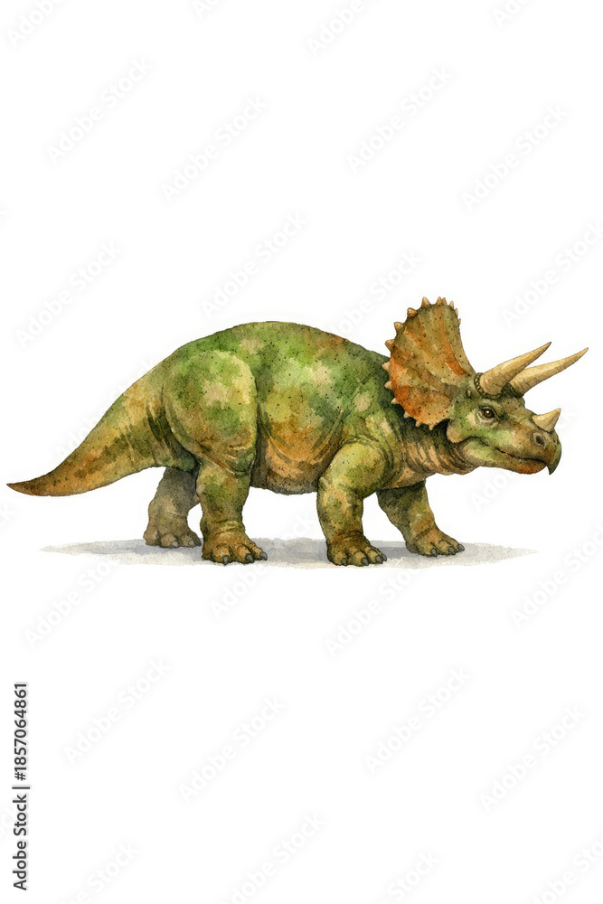 Fototapeta premium Triceratops dinosaur illustration isolated on white background, kids art