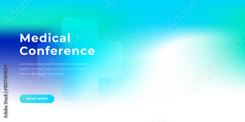 Healthcare gradient background with medical cross shape. Abstract blue and green color gradation texture. Minimal bg for healthcare innovation, research and medical professional presentation design