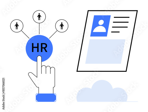 HR concept. HR linking candidate profiles and recruitment networks. HR assisting businesses in talent acquisition. For human resources, recruitment, career planning, job search, workplace solutions