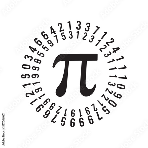 Pi symbol with decimal numbers isolated on white background