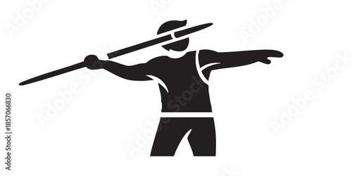 Sportsman with pike solid icon, throwing sports concept. Vector graphics. Athlete man prepare to throw pike, sport sign on white background, style icon mobile or web design.