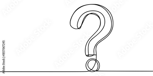Elegant single line drawing of a question mark symbol punctuation inquiry