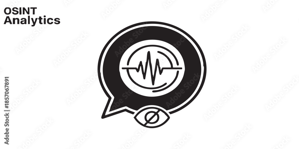 Obraz premium Dialog popup bubble with pulsation wave in circle solid icon, osint analytics concept. Vector graphics. Data sensitivity sign on white background, style icon mobile or web design