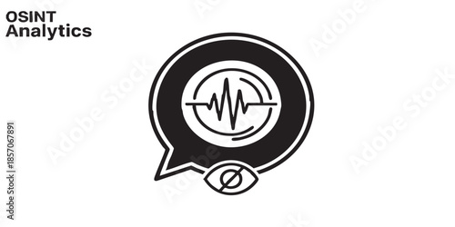 Dialog popup bubble with pulsation wave in circle solid icon, osint analytics concept. Vector graphics. Data sensitivity sign on white background, style icon mobile or web design