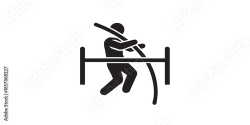Athlete man in pole vaulting solid icon, physical education concept. Vector graphics. Sportsman, sport sign on white background, style icon mobile or web .