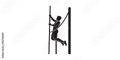 Athlete man in pole vaulting solid icon, physical education concept. Vector graphics. Sportsman, sport sign on white background, style icon mobile or web .