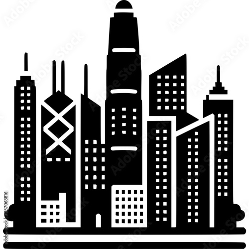 Hong Kong Skyline Icon Vector