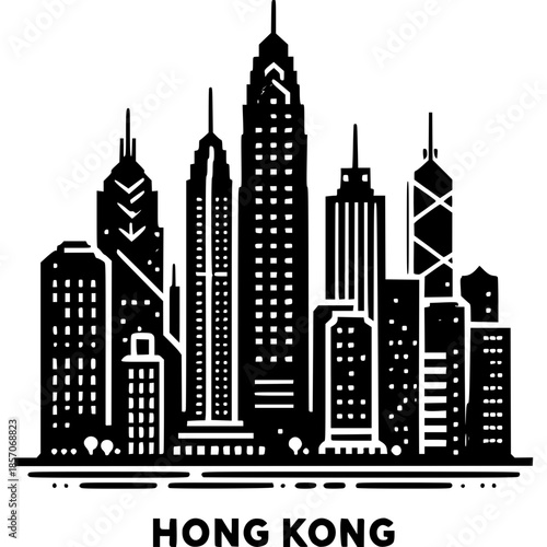 Hong Kong Skyline Icon Vector