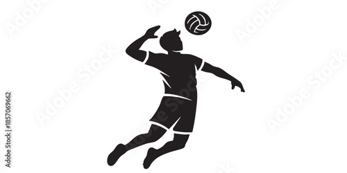Man with ball solid icon, volleyball sport concept. Vector graphics. Volleyball player, sportsman sign on white background, style icon mobile or web design