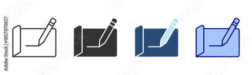 Writing Icon Set. Designed In Multi Style