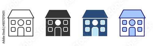 School Icon Set. Designed In Multi Style