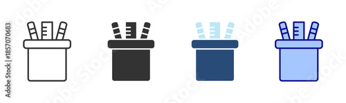 Pencil Box Icon Set. Designed In Multi Style