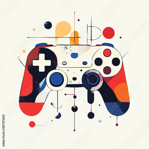 Abstract Video Game Controller Art Style.
