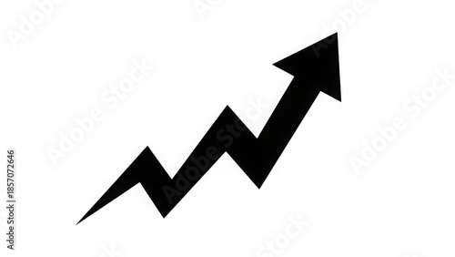 Black upward arrow on white background isolated on transparent background