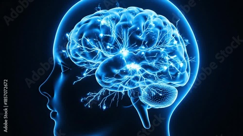 Brain's intricate inner workings: A mesmerizing x-ray portrayal of the human brain, revealing the complex neural networks and cognitive functions.
