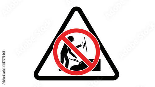 Warning sign prohibiting the operation of grinding or cutting machinery with sparks flying, indicating a safety hazard.