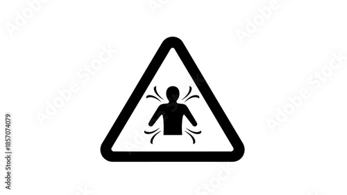 A black triangular warning sign featuring a shivering person, indicating cold, vibration, or a health hazard.