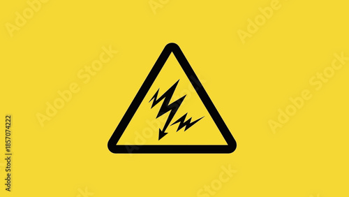 High voltage warning sign with a black lightning bolt on a yellow background.