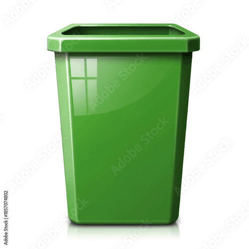 Green Plastic Trash Bin.