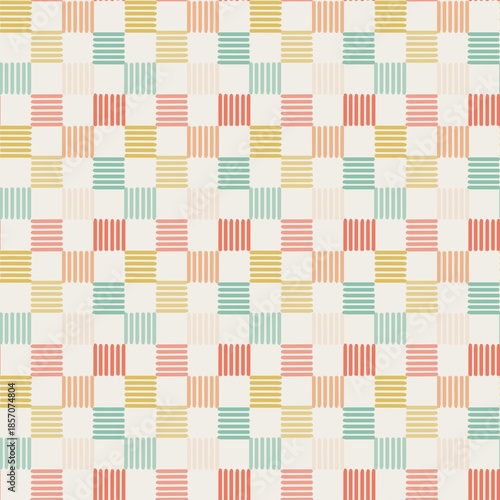 Colorful geometric seamless pattern with striped squares