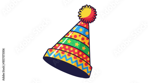 Colorful party hat with patterns for festive celebrations concept of Purim  