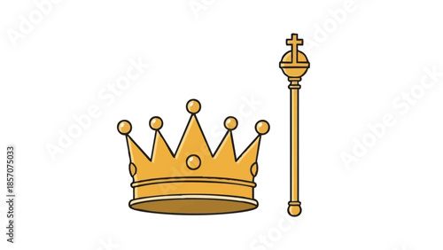 Crown and scepter in gold color symbolizing royalty for Purim  
