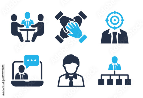 Organizational Management and Teamwork icon set. Solid glyph series icons