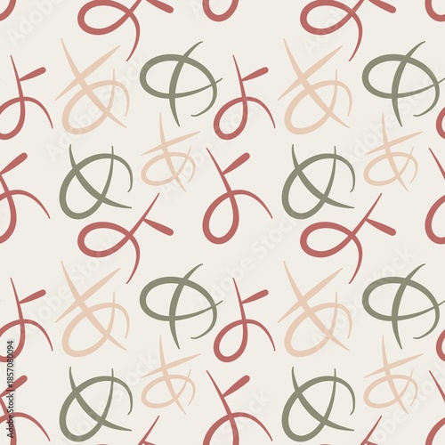 Seamless abstract pattern hirana letter with hand-drawn brushstroke elements