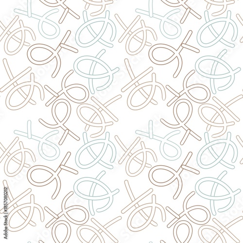 Seamless abstract pattern hiragana letter with intertwined line art in pastel colors