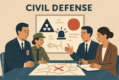 Civil Defense Meeting Illustration